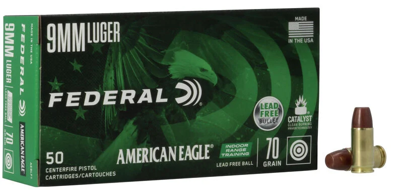 FED AMERICAN EAGLE 9MM 70GR LEAD FREE 50/10 AMERICAN EAGLE 9MM 70GR LEAD FREE 50/10 Ammo