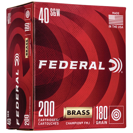 FED CHAMPION BRASS CASE 40SW 180GR FMJ 200/5 CHAMPION BRASS CASE 40SW 180GR FMJ 200/5 Ammo